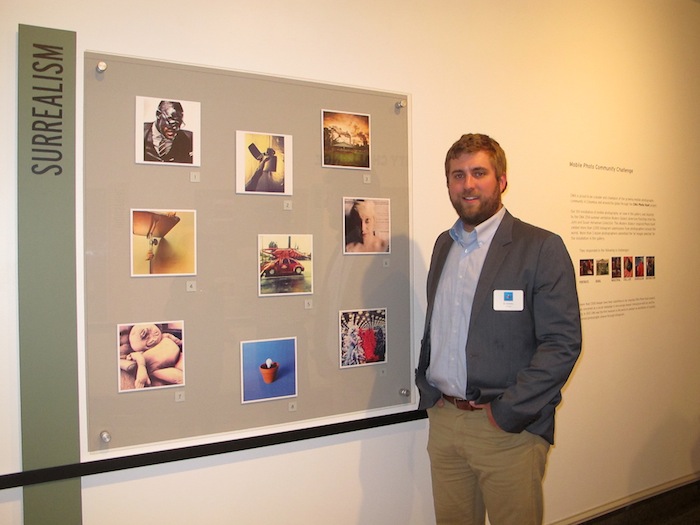 @_mattsteele_ in front of his photo (bottom middle) selected in the Surrealism challenge.