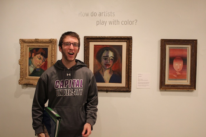 Paul, a senior at Capital University, hunts for a Baroque painting.