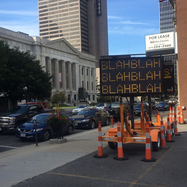 BlahBlahBlah by Mel Bochner, part of the I-71 Project, a collaboration between Columbus Museum of Art and Contemporary Arts Center Cincinnati