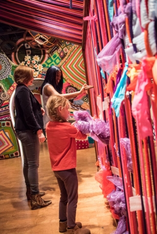 Try your hand at weaving at the life-size loom