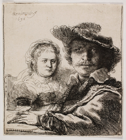 Rembrandt van Rijn, Self-Portrait with Saskia, 1636. Collection of Dordrecht Museum, on loan from Teekengenootschap Pictura