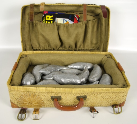 Gilda Edwards, Valise, 1999. Mixed media with cast aluminum, Gift of Ray Hanley