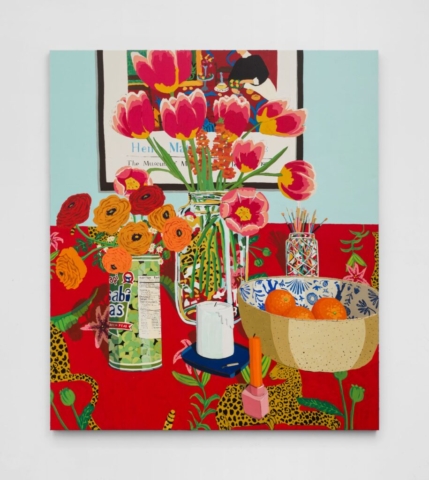 Hilary Pecis, Tulips, Ranunculus, and Oranges, 2021. Acrylic on canvas, © Hilary Pecis, image courtesy of the artist.