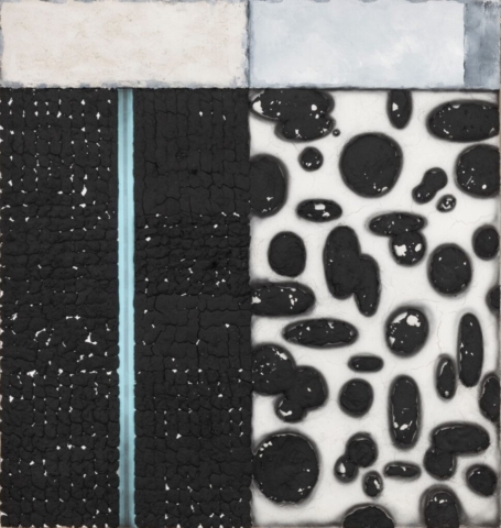 Vaughn Spann, Greyson, 2019, Polymer paint, flashe paint, and terry cloth on stretcher bars, 84 x 80 Inches, Unframed: 84 x 80 x 2 inches, Courtesy the artist and Night Gallery, Los Angeles, CA