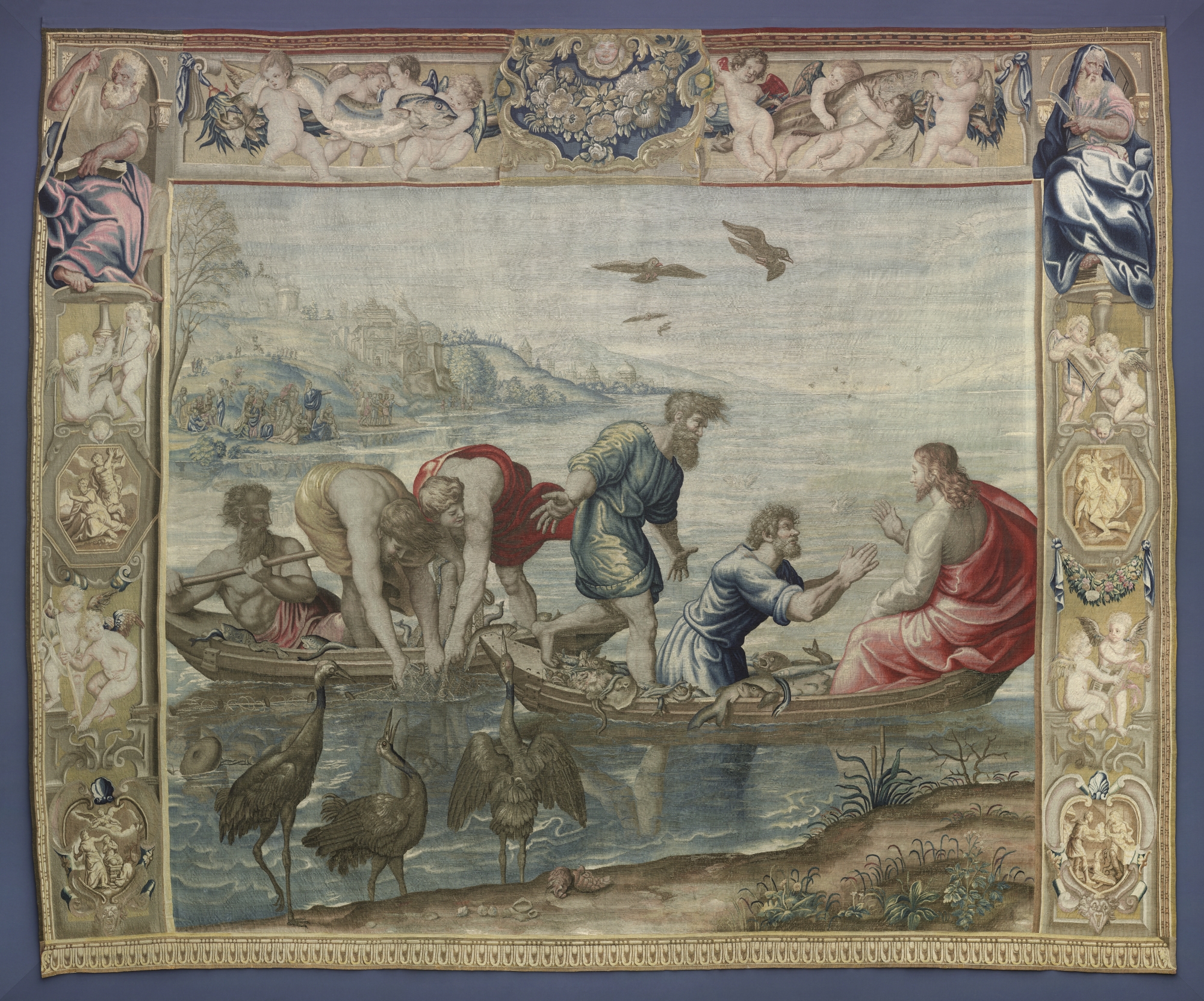 Mortlake Tapestry Manufactory (after designs by Raphael), The Miraculous Draft of Fishes, After 1625.Tapestry, Staatliche Kunstsammlungen Dresden, Gemäldegalerie Alte Meister, gal. no. B1