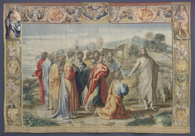 Mortlake Tapestry Manufactory (after designs by Raphael), Feed My Sheep (Christ's Charge to Peter), After 1625. Tapestry, Staatliche Kunstsammlungen Dresden, Gemäldegalerie Alte Meister