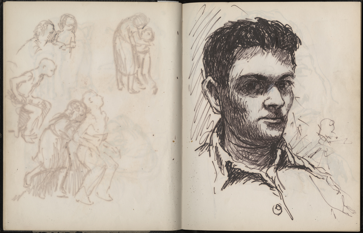 Maurice Sendak, Self-Portrait, 1950, ink on paper, 10 ¾ x 16 ½” © The Maurice Sendak Foundation