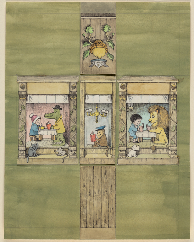 Maurice Sendak, Mockup for the Cover of Nutshell Library, 1962, ink and tempera, 10 3/8 x 8 1/8” © The Maurice Sendak Foundation