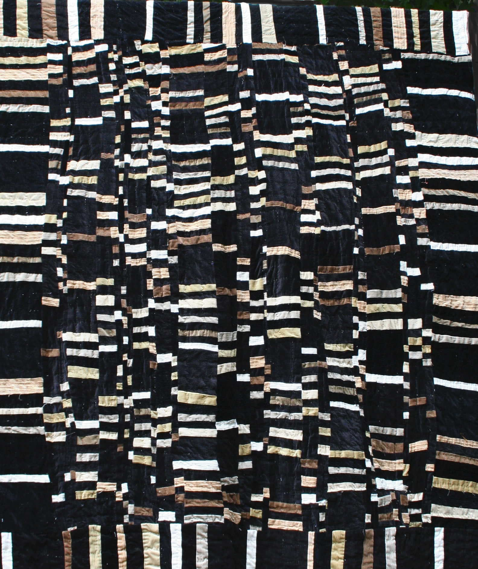 Avis Collins Robinson, Black Man's Quilt, 2010. Black, brown, white and beige corduroy strip quilt, Courtesy of PRM Ancestors LLC