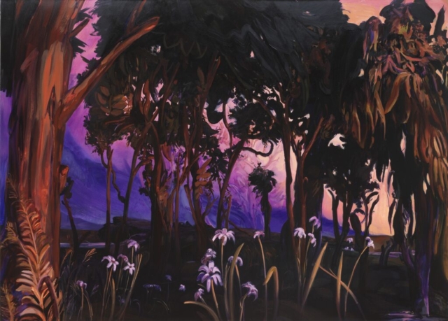 Emma Webster, Dusk Till Dawn, 2021. Oil on linen. 60 x 84 inches Unframed: 60 1/4 x 84 1/4 x 2 inches. © the artist, image courtesy of the artist and Alexander Berggruen, New York