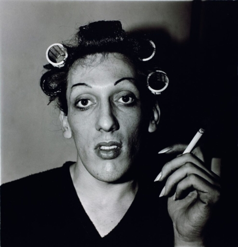 Diane Arbus, A Young Man in Curlers at Home on West 20th St. 1966 (printed 1973 by Neil Selkirk). Gelatin silver print. Gift of the Tim Tarrier Family, In Loving Memory of Libby Tarrier