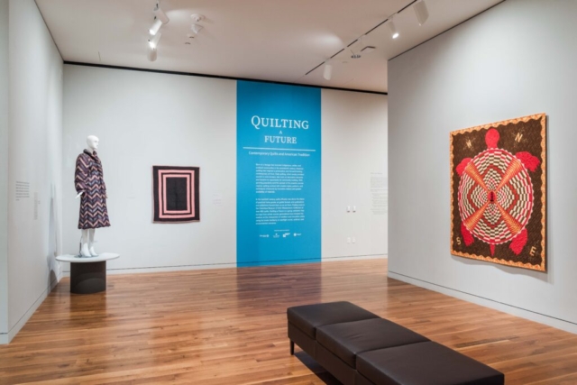 "Quilting a Future: Contemporary Quilts and American Tradition" installation image taken by Kara Gut