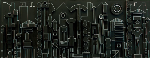 Queen Brooks, Night Light, 2008-2009. Wood and acrylic paint on pre-fabricated door. Museum Purchase