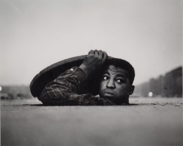 Gordon Parks, Emerging Man, 1952. Gelatin silver print. Museum Purchase with funds provided by Stephanie Hightower and David J. Baker, Mark S. Corna, Angela Pace, Mr. Robert N. and Dr. Maureen S. Black, Mr. and Mrs. Charles Shenk, Mr. and Mrs. Charles Williams, Jr., Nannette and George Maciejunes, and an anonymous donor