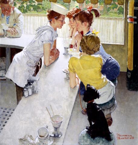 Norman Rockwell, Soda Jerk, c. 1953. Oil on canvas. Bequest of J. Willard Loos