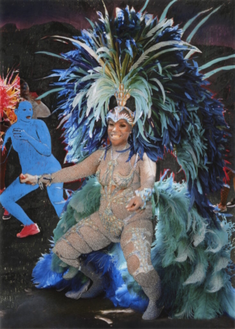 Paul Anthony Smith, Midnight Blue, 2020. Unique picotage on inkjet print, coloured pencil, spray paint on museum board. Art Gallery of Ontario. Purchase, with funds from Friends of Global Africa and the Diaspora, 2022. © Paul Anthony Smith, courtesy of the artist and Jack Shainman Gallery, New York. Photo AGO. 2022/12