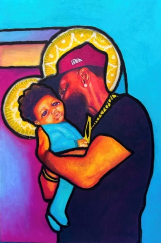 Alek Shabazz, Forever Grateful, 2024. Oil, pastel, and colored pencil on paper