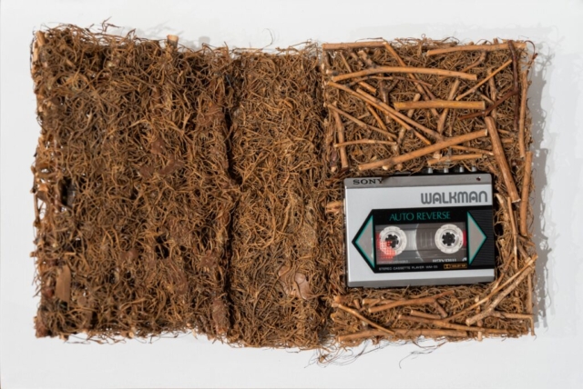 Maren Hassinger and Senga Nengudi, Talking Book, 1988. Twigs, moss, Walkman, audiocassette, 12:17 min. Courtesy the artists and Susan Inglett Gallery, New York. Photo: Mario Gallucci.